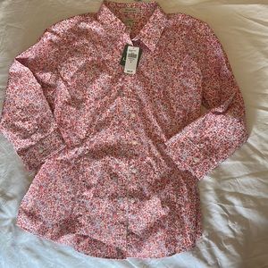 NWT LL Bean Medium 3/4 sleeve button down blouse
